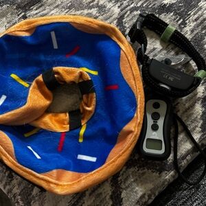 Blue and Orange Donut and Training Dog Collar with Remote